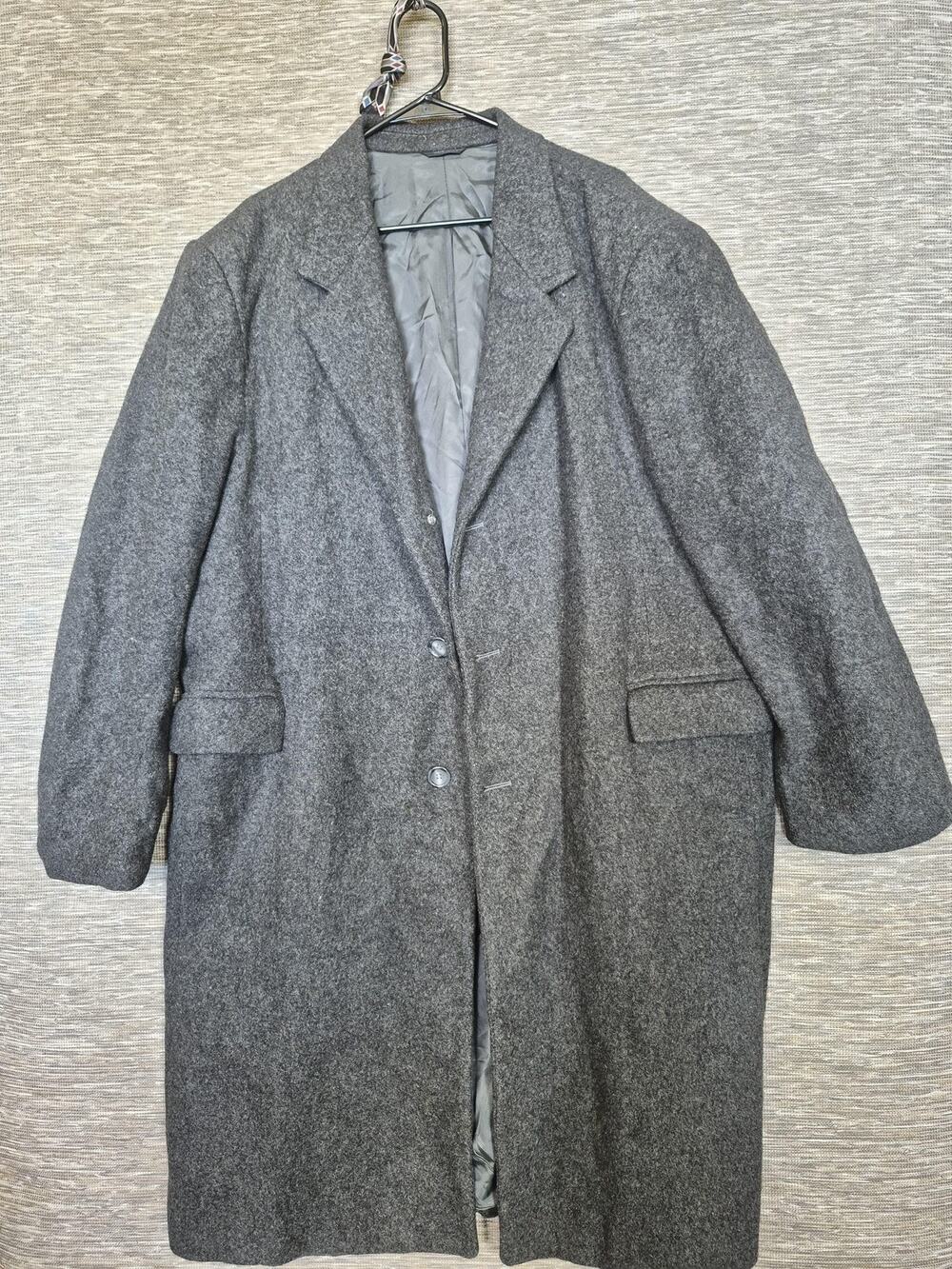 Oakton Ltd Coat Mens 52 Gray Wool Single Breasted Overcoat Lined Warm Winter